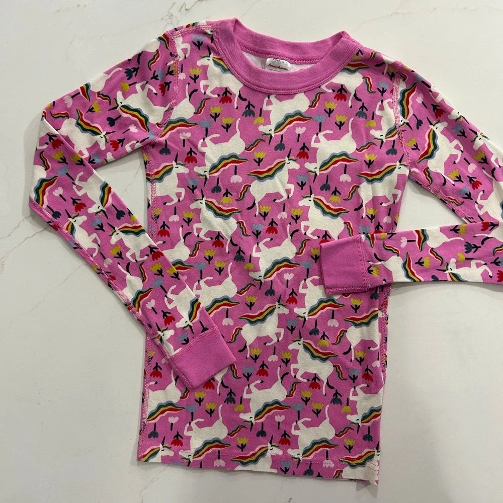 Hanna Andersson Pink Unicorn Print Pajama Set Kids Size 12